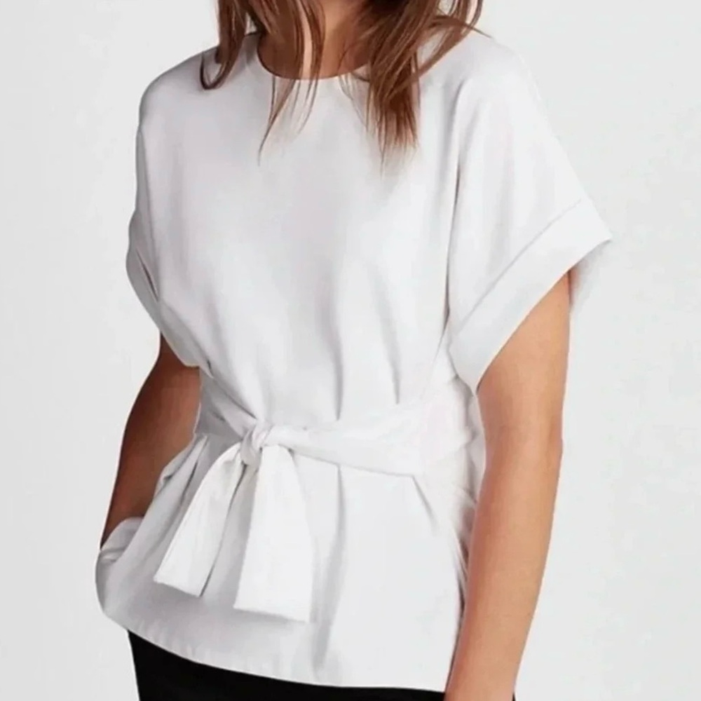 Express White Tie-Waist Top, Size M